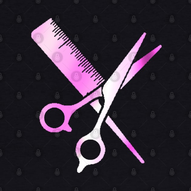 Pink Hairdressing Scissors And Comb by ROLLIE MC SCROLLIE